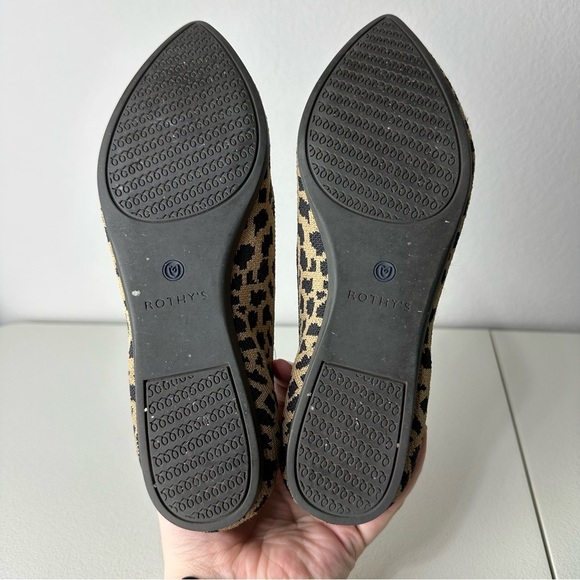 Rothy’s Tan Brown Black Leopard Cheetah Animal Print The Point Skip On Flats 7.5 - Picture 4 of 8